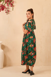 The Duo - Forest Fairy Allover Floral Print Tunic Dress - Soft Summer Crepe - dresses, long-dresses, tunics - Sprinkles Pakistan