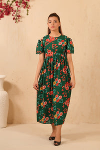The Duo - Forest Fairy Allover Floral Print Tunic Dress - Soft Summer Crepe - dresses, long-dresses, tunics - Sprinkles Pakistan