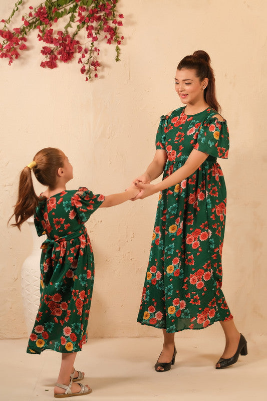 The Duo - Forest Fairy Allover Floral Print Tunic Dress - Soft Summer Crepe - dresses, long-dresses, tunics - Sprinkles Pakistan