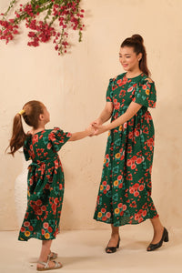 The Duo - Forest Fairy Allover Floral Print Tunic Dress - Soft Summer Crepe - dresses, long-dresses, tunics - Sprinkles Pakistan