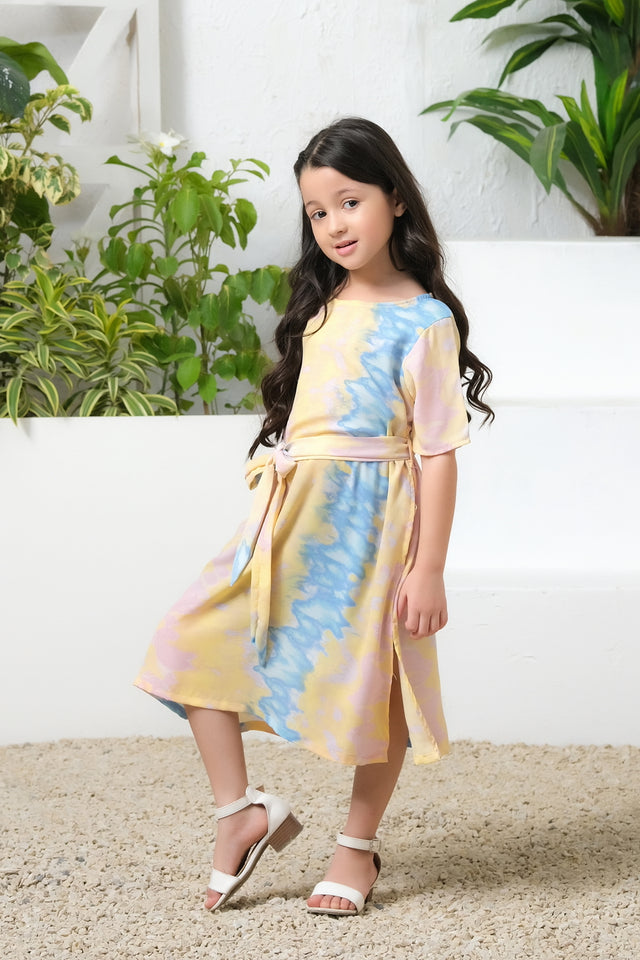 Cosmic Candy Tie Dye Allover Print Tunic Dress - Summer Boski - tunics-kids, kids-clearance - Sprinkles Pakistan