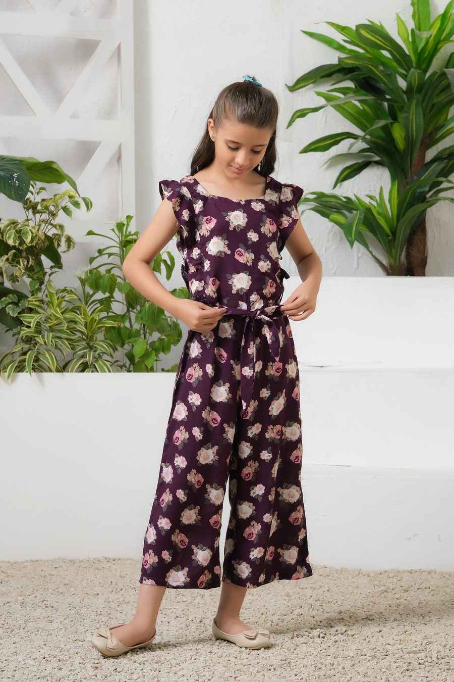 Lavender Petal Wide Leg Jumpsuit - Summer Boski - dresses, jumpsuits, kids-clearance - Sprinkles Pakistan