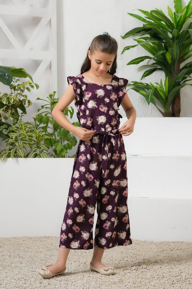 Lavender Petal Wide Leg Jumpsuit - Summer Boski - dresses, jumpsuits, kids-clearance - Sprinkles Pakistan