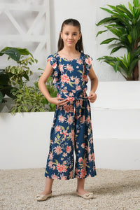 Blue Blossom Allover Floral Wide Leg Jumpsuit - Summer Boski - dresses, jumpsuits - Sprinkles Pakistan