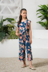 Blue Blossom Allover Floral Wide Leg Jumpsuit - Summer Boski - dresses, jumpsuits - Sprinkles Pakistan
