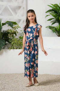 Blue Blossom Allover Floral Wide Leg Jumpsuit - Summer Boski - dresses, jumpsuits - Sprinkles Pakistan