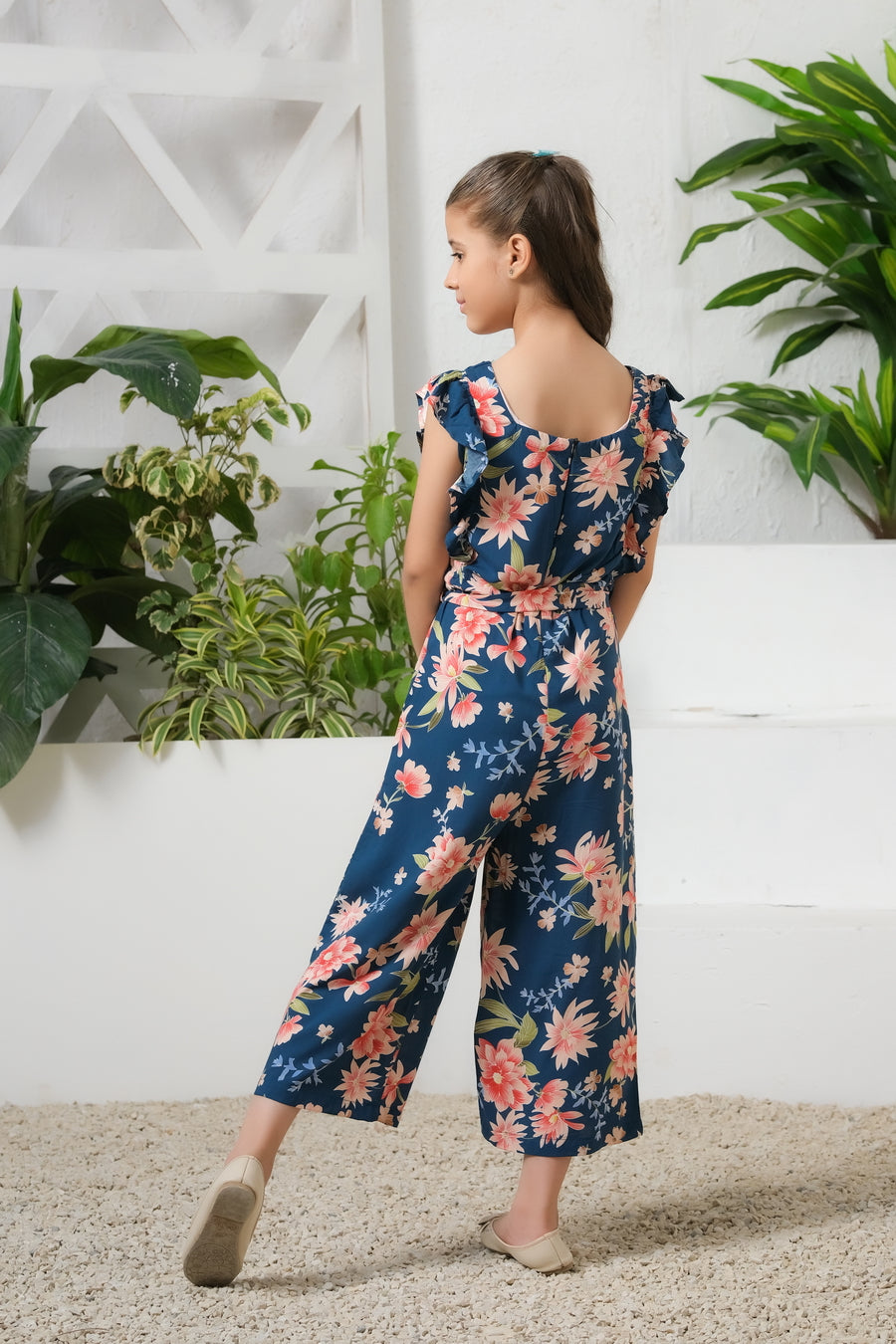 Blue Blossom Allover Floral Wide Leg Jumpsuit - Summer Boski - dresses, jumpsuits - Sprinkles Pakistan