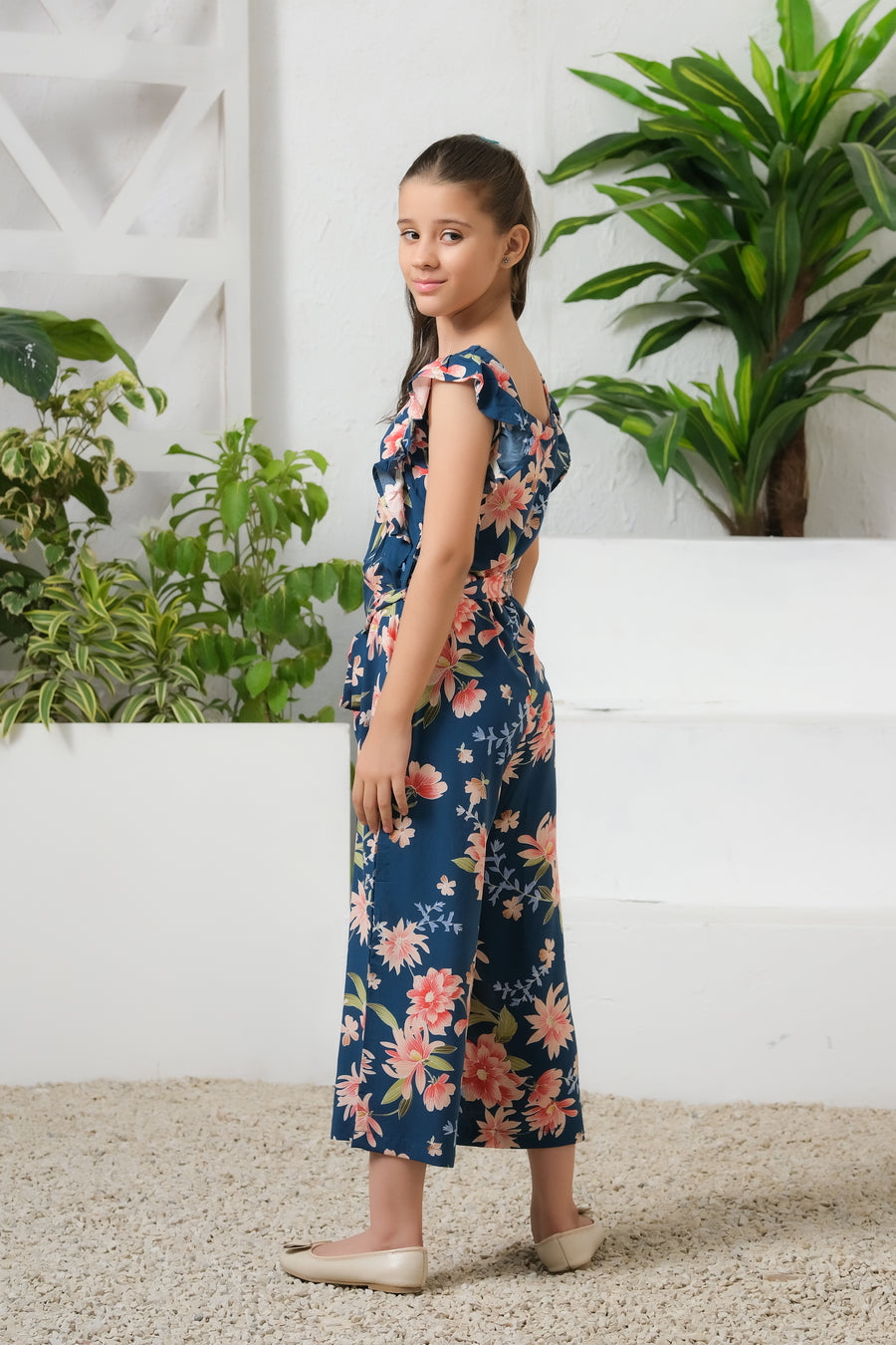 Blue Blossom Allover Floral Wide Leg Jumpsuit - Summer Boski - dresses, jumpsuits - Sprinkles Pakistan