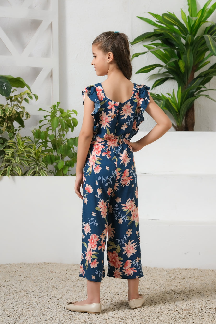 Blue Blossom Allover Floral Wide Leg Jumpsuit - Summer Boski - dresses, jumpsuits - Sprinkles Pakistan