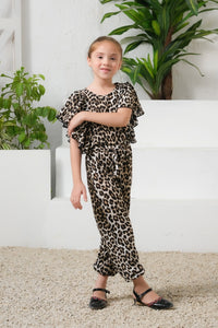 Wild Spots Ruffle Sleeves Jumpsuit - Summer Boski - dresses, jumpsuits, kids-clearance - Sprinkles Pakistan