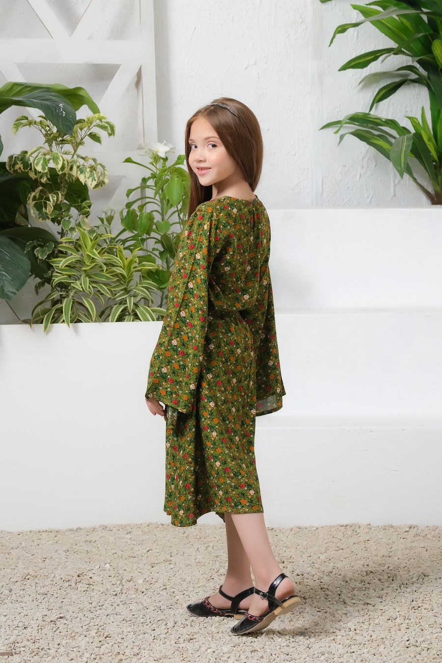 Green Floral Allover Floral Print Tunic Dress