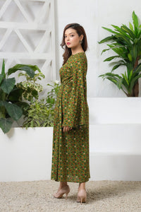 Green Floral Allover Floral Print Tunic Dress - Soft Summer Crepe - The Last Sprinkle - Sprinkles Pakistan