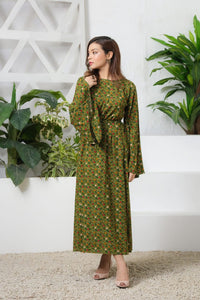Green Floral Allover Floral Print Tunic Dress - Soft Summer Crepe - The Last Sprinkle - Sprinkles Pakistan