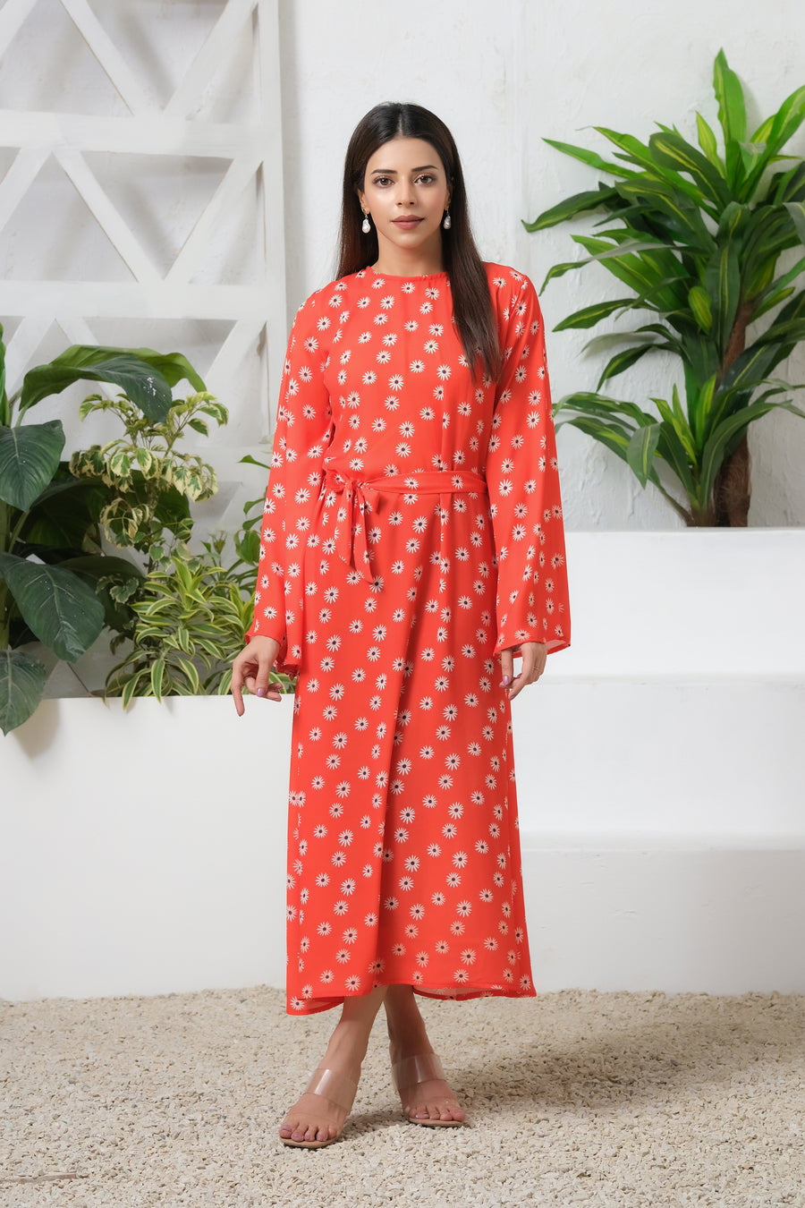 Orange Blossom Match Allover Floral Print Tunic Dress