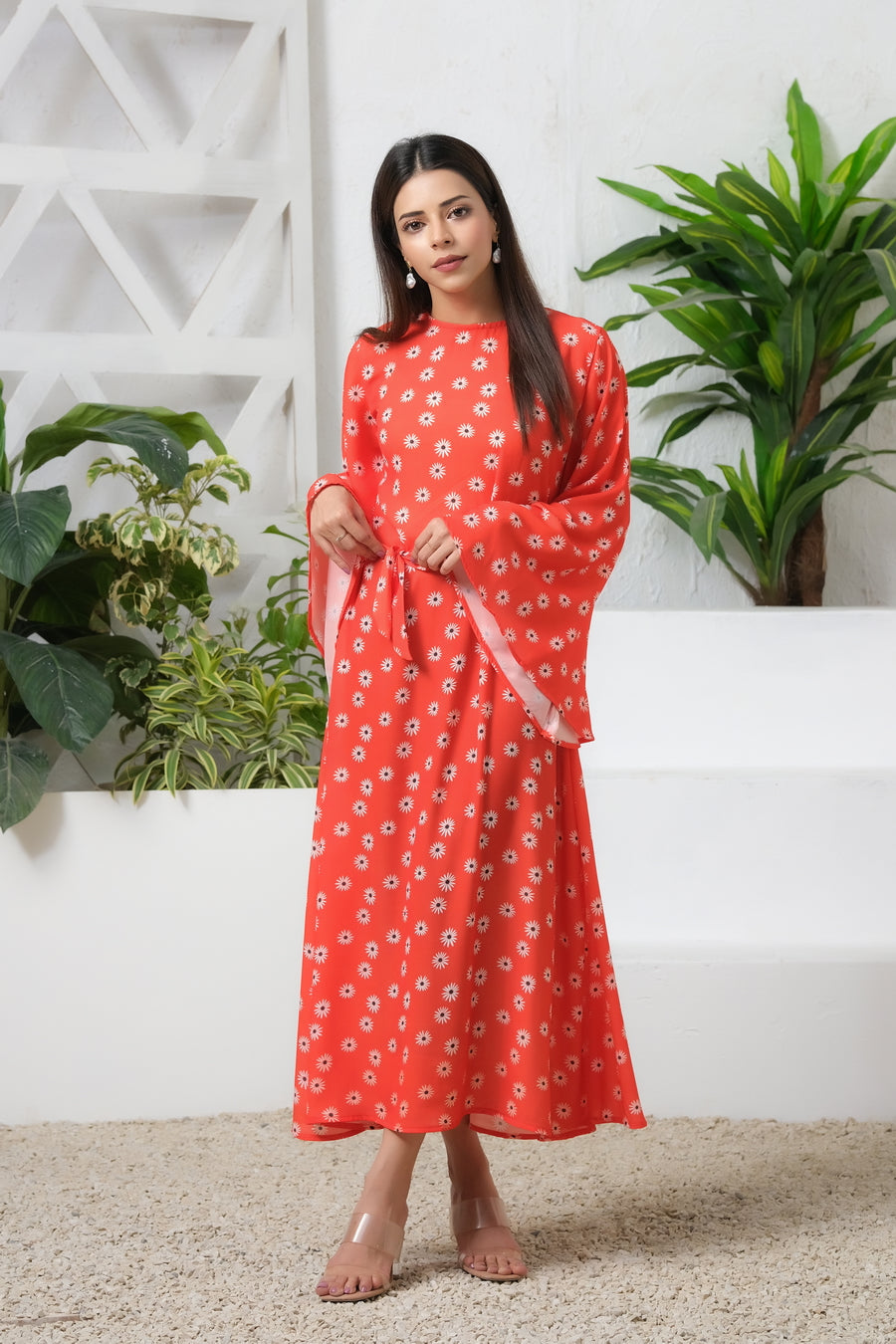 Orange Blossom Match Allover Floral Print Tunic Dress