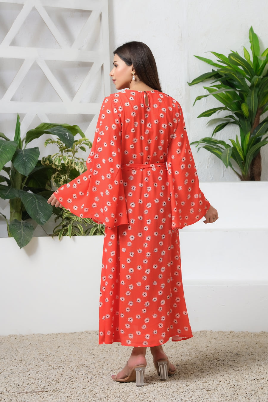 Orange Blossom Match Allover Floral Print Tunic Dress