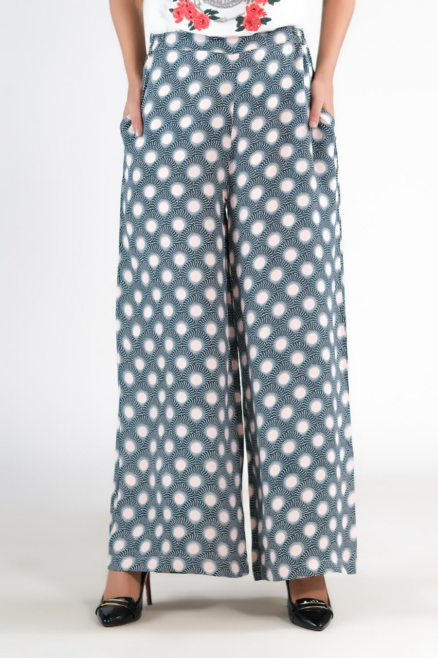 Aqua Wide Leg Pant - Soft Summer Crepe - bottoms, pants, women-bottom, women-clearance - Sprinkles Pakistan