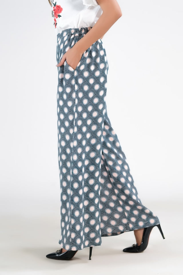Aqua Wide Leg Pant - Soft Summer Crepe - bottoms, pants, women-bottom, women-clearance - Sprinkles Pakistan