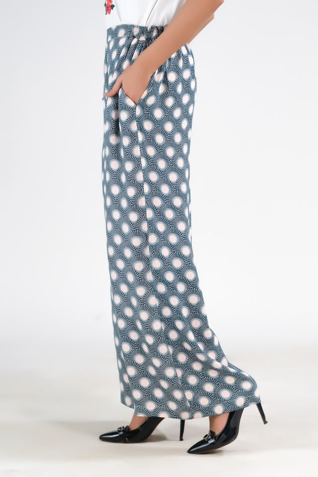 Aqua Wide Leg Pant - Soft Summer Crepe - bottoms, pants, women-bottom, women-clearance - Sprinkles Pakistan