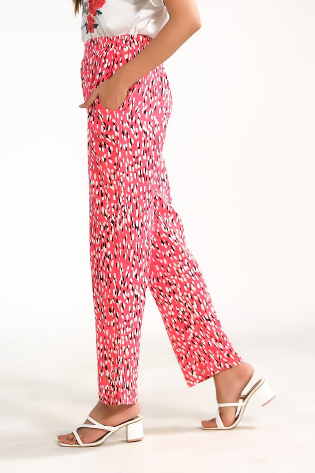Red Floral Straight Pant