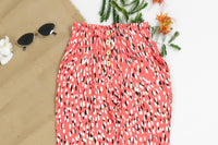 Red Floral Straight Pant Front Button - Soft Summer Crepe - bottoms, grand-sale, bottom, pants, kids-clearance - Sprinkles Pakistan