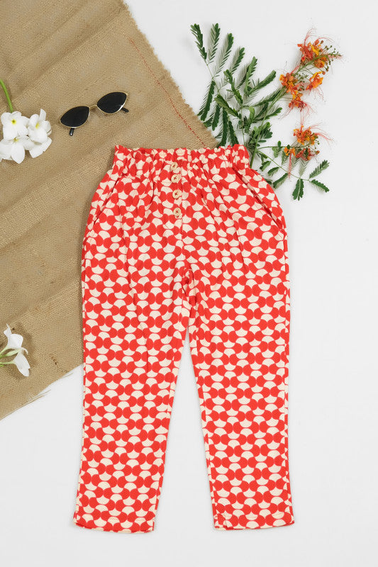 Citrus Crop Straight Pant Front Button - Soft Summer Crepe - bottoms, grand-sale, bottom, pants, kids-clearance - Sprinkles Pakistan