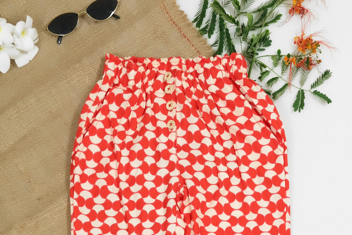 Citrus Crop Straight Pant Front Button - Soft Summer Crepe - bottoms, grand-sale, bottom, pants, kids-clearance - Sprinkles Pakistan
