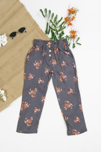 Heather Grey Straight Pant Front Button - Soft Summer Crepe - bottoms, grand-sale, bottom, pants, kids-clearance - Sprinkles Pakistan