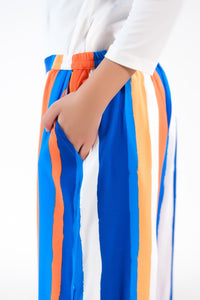 Candy Stripped Wide Leg Pant - Soft Summer Crepe - bottoms, pants, women-bottom, women-clearance - Sprinkles Pakistan