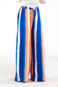 Candy Stripped Wide Leg Pant - Soft Summer Crepe - bottoms, pants, women-bottom, women-clearance - Sprinkles Pakistan