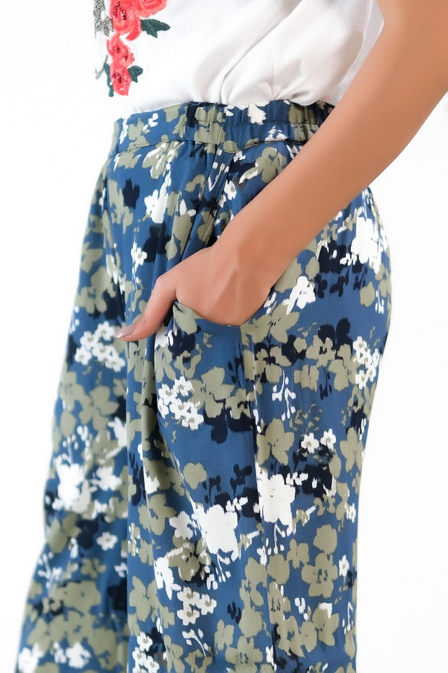 Midnight Digital Blue Wide Leg Pant