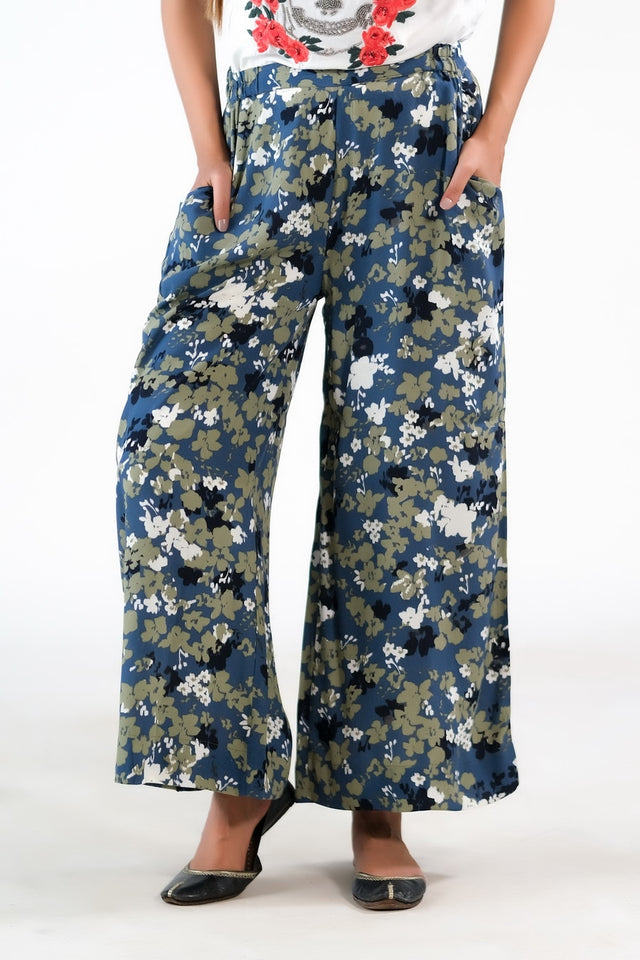 Midnight Digital Blue Wide Leg Pant