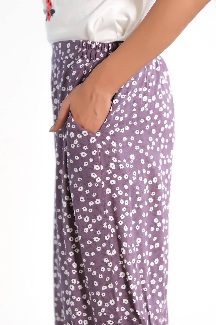 Allover Ditsy Floral Wide Leg Pant