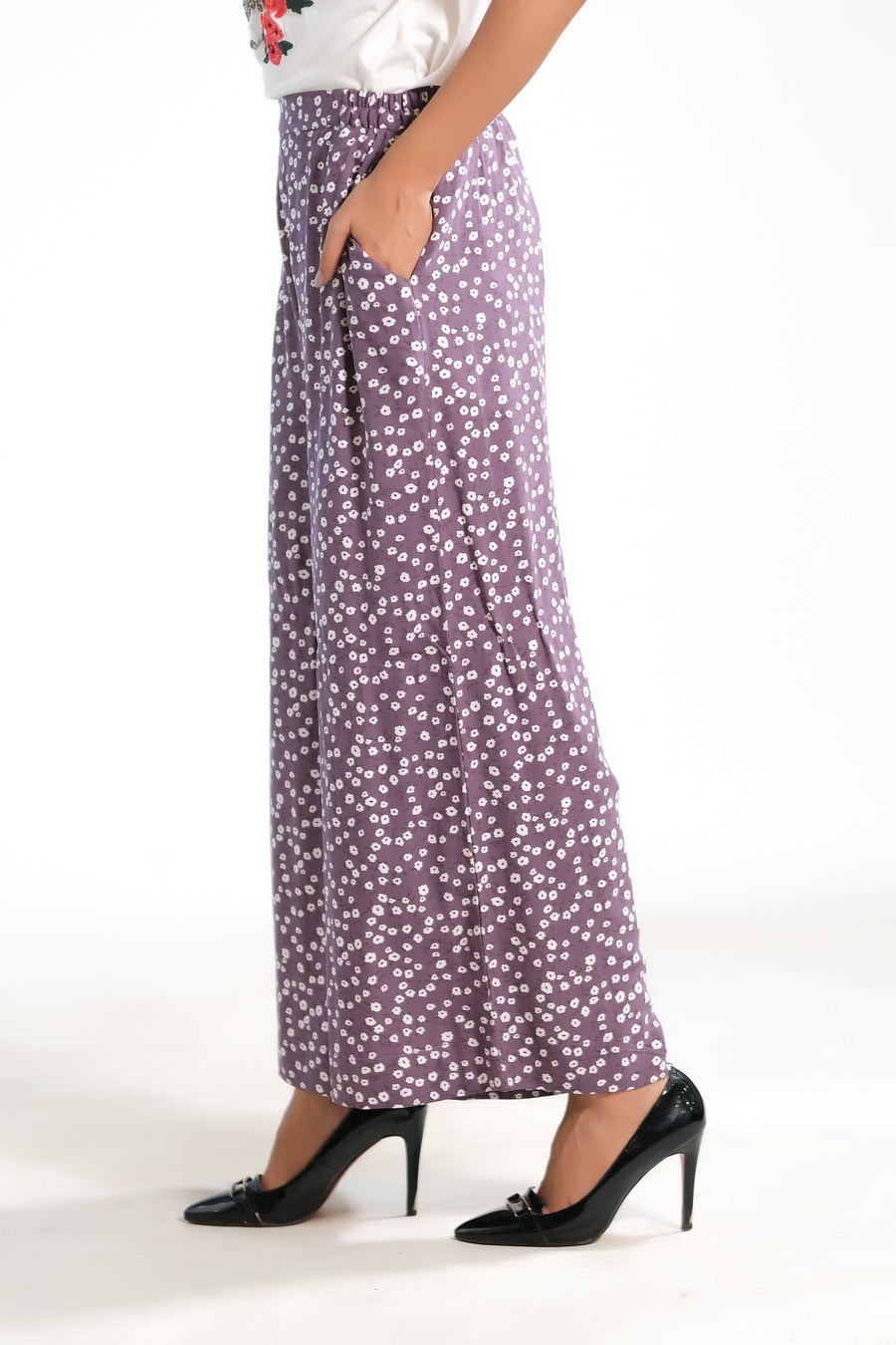 Allover Ditsy Floral Wide Leg Pant