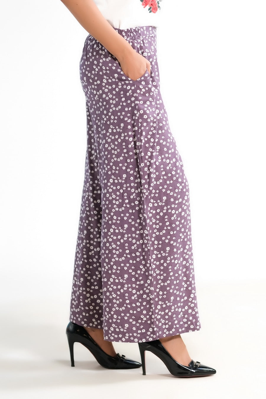 Allover Ditsy Floral Wide Leg Pant