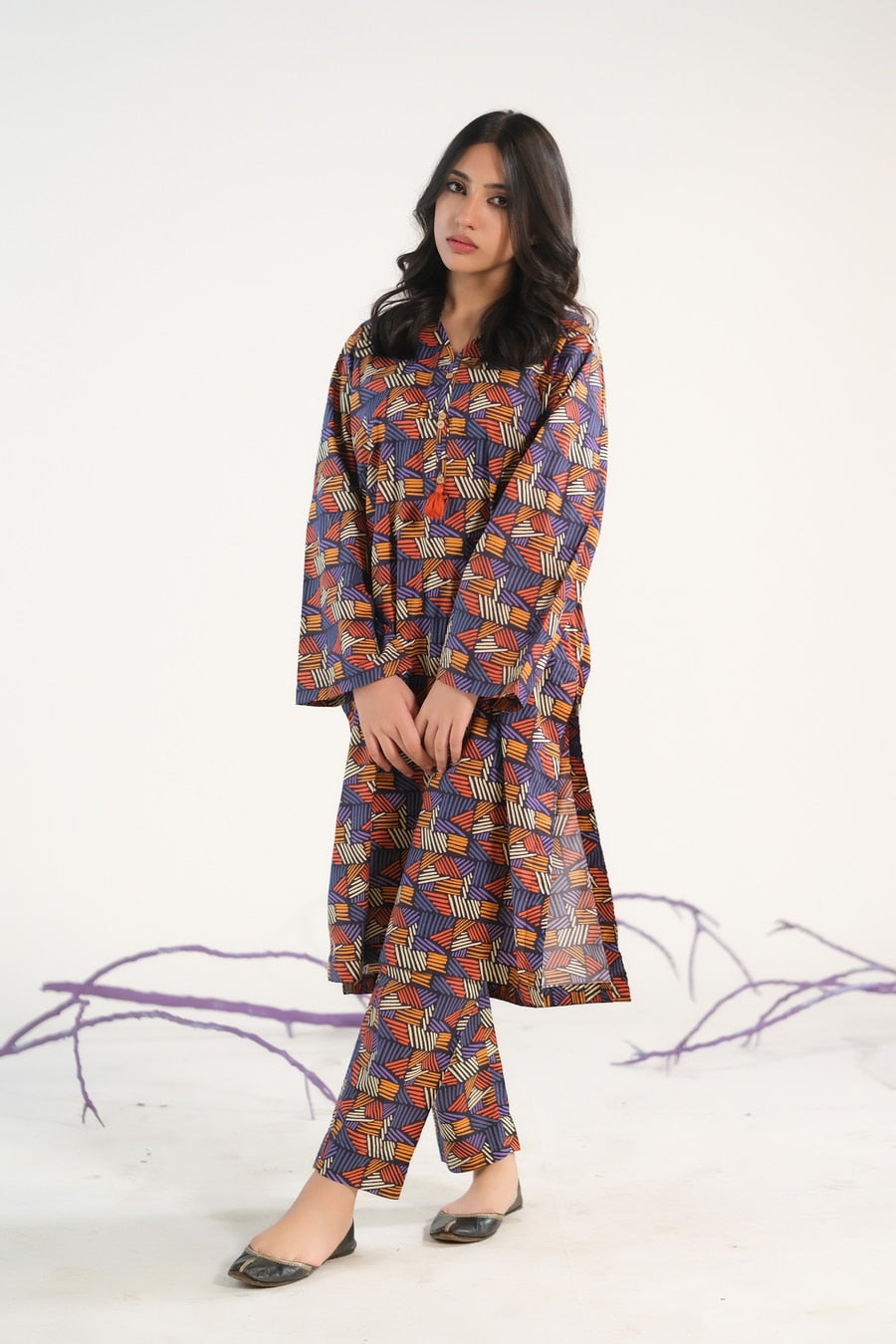 Linear Bricks - Cambric - Cambric - cambric, dresses, 2pcs-rtw, women-clearance - Sprinkles Pakistan