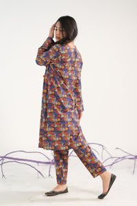Linear Bricks - Cambric - Cambric - cambric, dresses, 2pcs-rtw, women-clearance - Sprinkles Pakistan