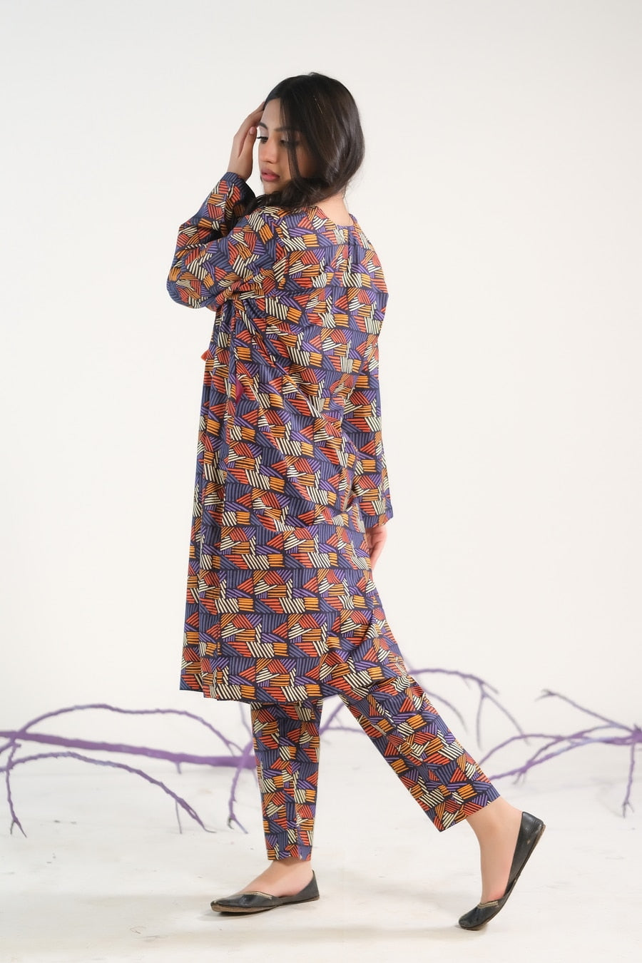 Linear Bricks - Cambric - Cambric - cambric, dresses, 2pcs-rtw, women-clearance - Sprinkles Pakistan