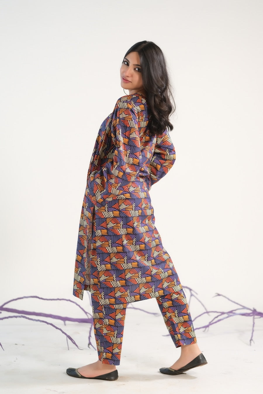 Linear Bricks - Cambric - Cambric - cambric, dresses, 2pcs-rtw, women-clearance - Sprinkles Pakistan