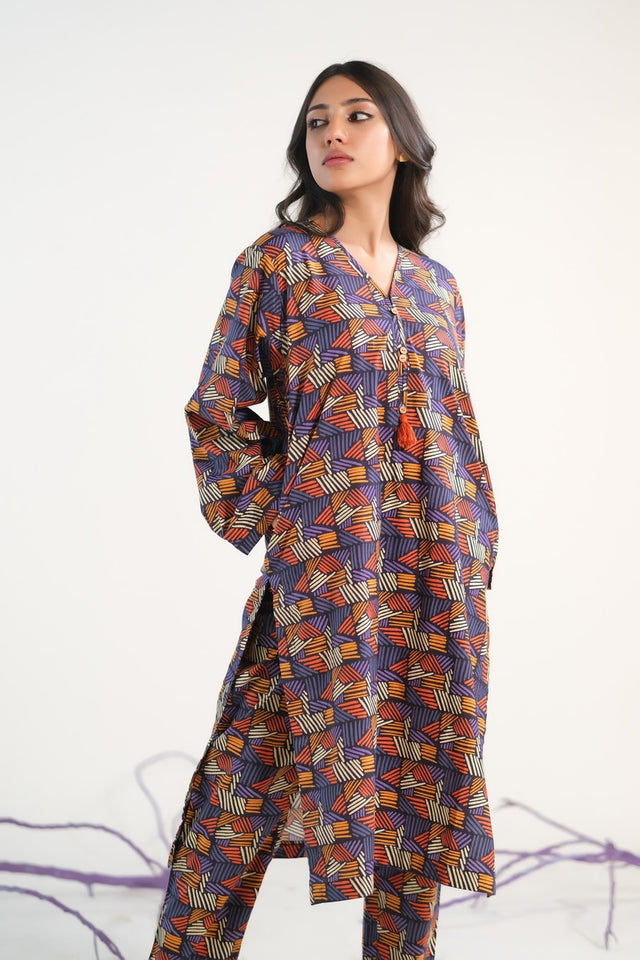 Linear Bricks - Cambric - Cambric - cambric, dresses, 2pcs-rtw, women-clearance - Sprinkles Pakistan