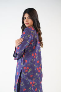 Navy Abstract Floral - Cambric - Cambric - cambric, dresses, 2pcs-rtw, women-clearance - Sprinkles Pakistan