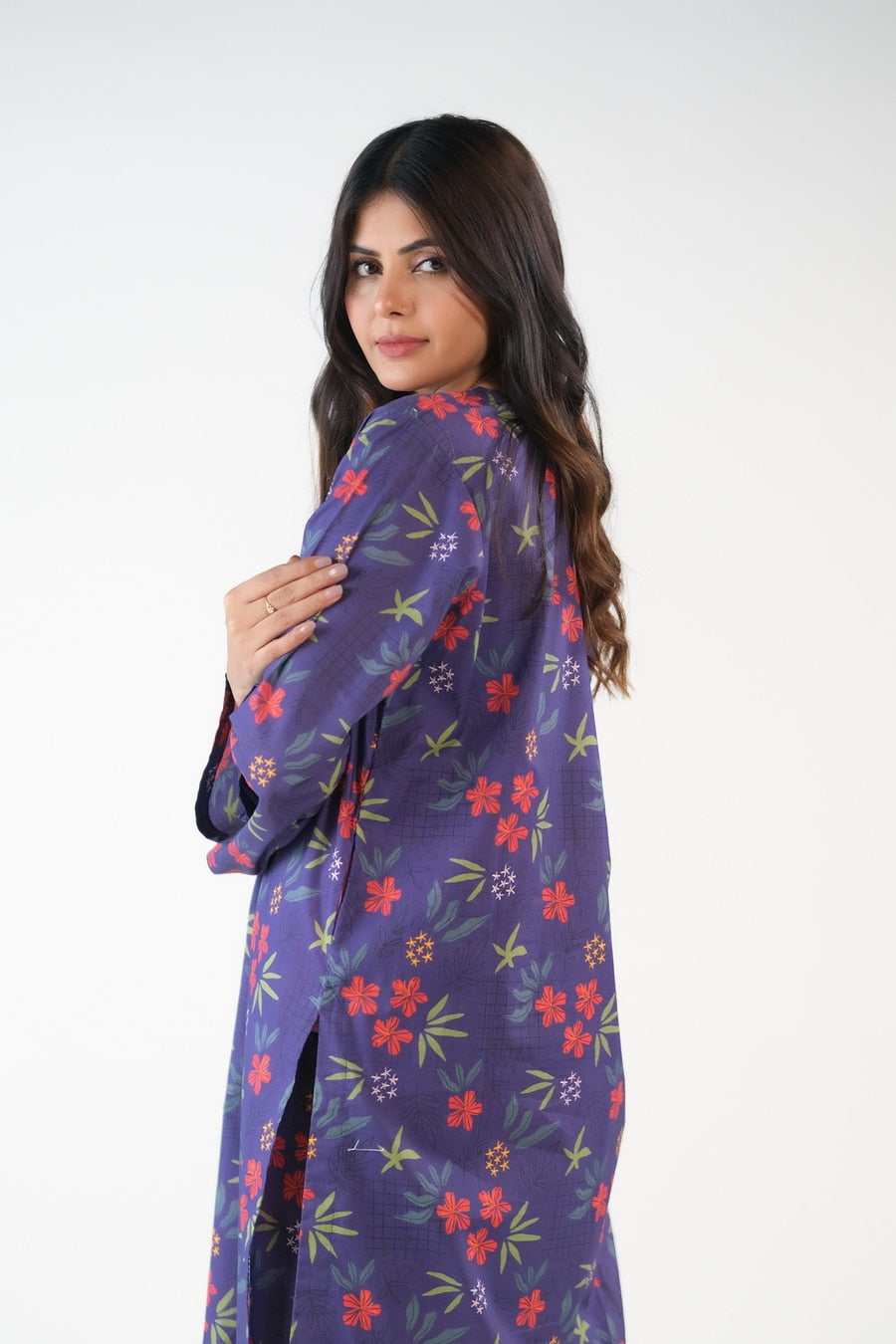 Navy Abstract Floral - Cambric - Cambric - cambric, dresses, 2pcs-rtw, women-clearance - Sprinkles Pakistan