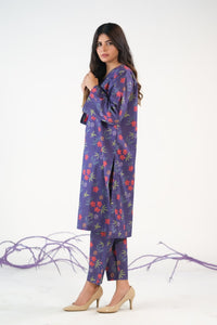 Navy Abstract Floral - Cambric - Cambric - cambric, dresses, 2pcs-rtw, women-clearance - Sprinkles Pakistan