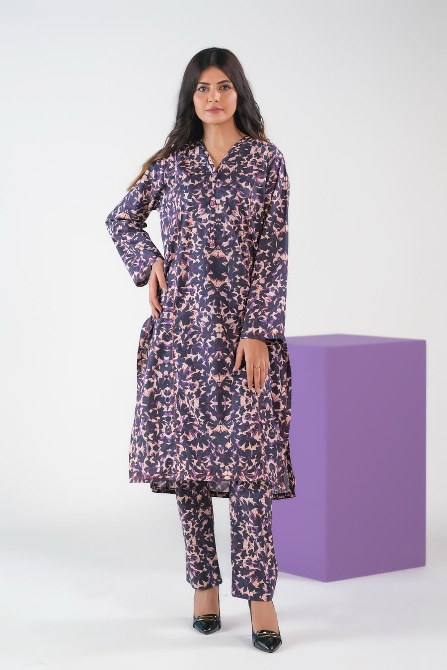 Dark Kaleidoscope - Cambric - Cambric - cambric, dresses, 2pcs-rtw, women-clearance - Sprinkles Pakistan