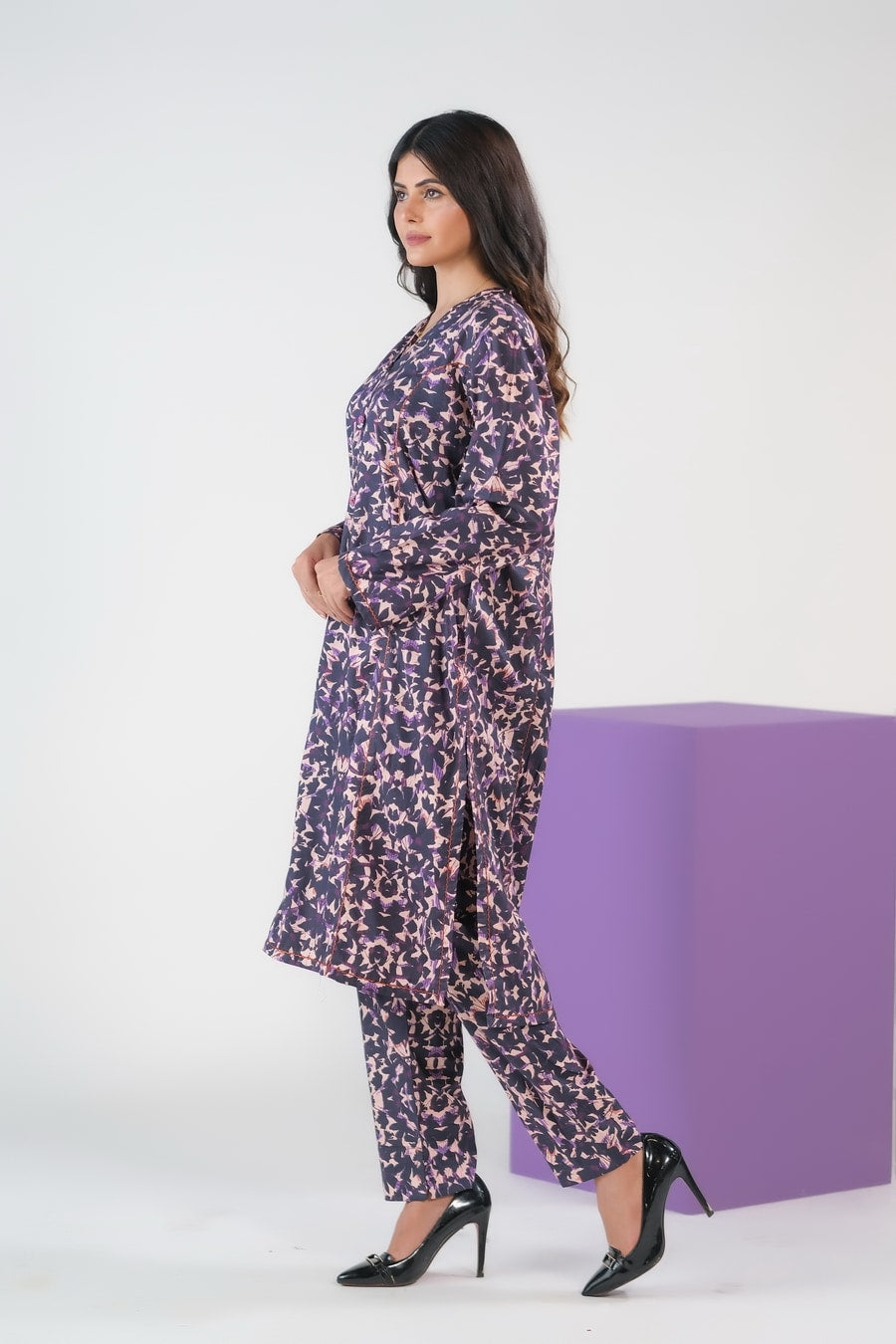 Dark Kaleidoscope - Cambric - Cambric - cambric, dresses, 2pcs-rtw, women-clearance - Sprinkles Pakistan