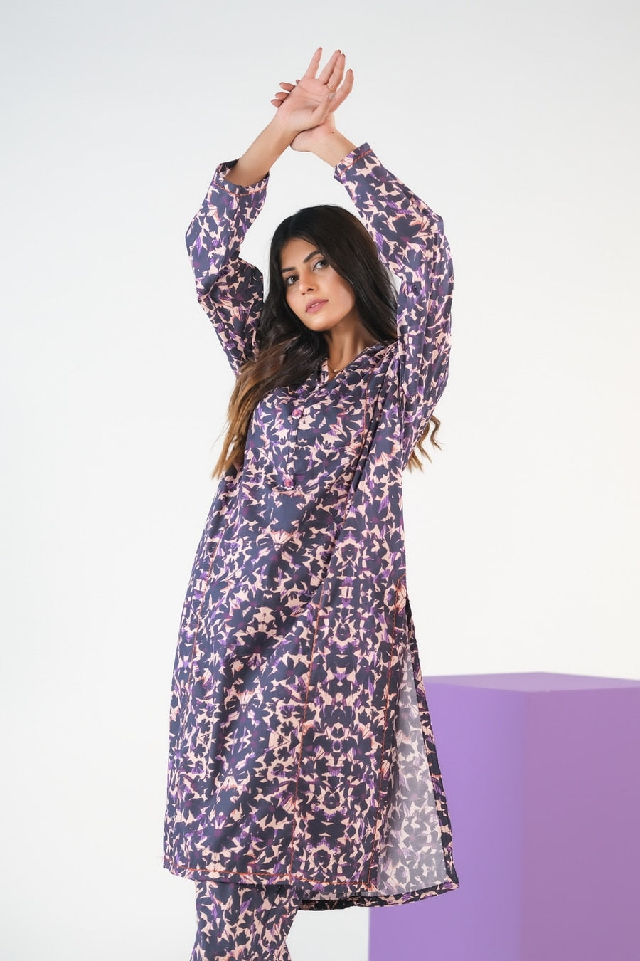 Dark Kaleidoscope - Cambric - Cambric - cambric, dresses, 2pcs-rtw, women-clearance - Sprinkles Pakistan