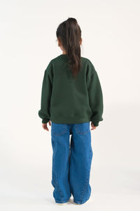 Bow Charm Sweatshirt - Dark Green - Fleece - kids, kids-winter, sweat-shirts-hoodies, western - Sprinkles Pakistan