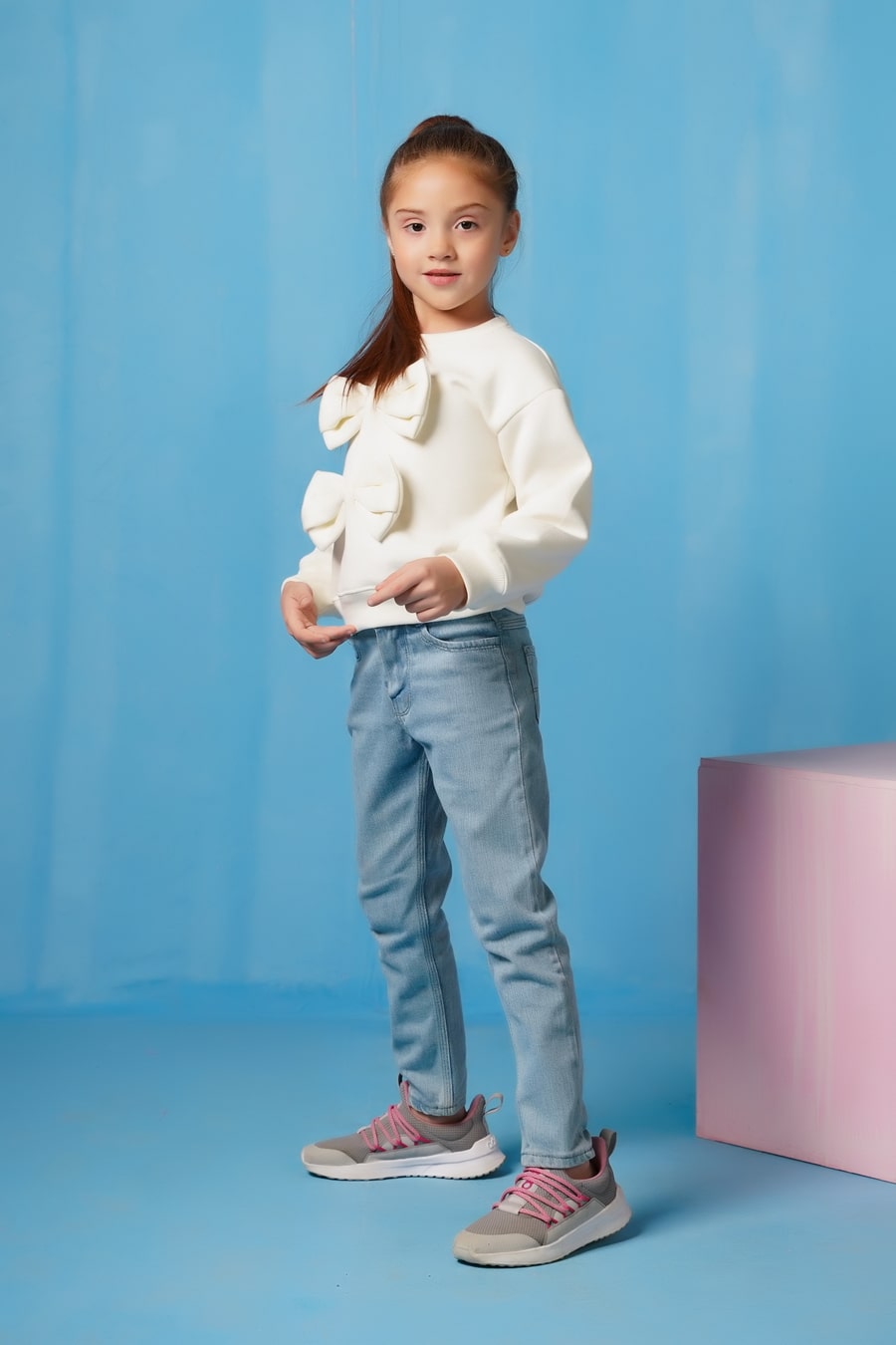 Bow Charm Sweatshirt - Cream White - Fleece - kids, kids-winter, sweat-shirts-hoodies, western - Sprinkles Pakistan