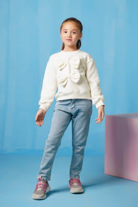 Bow Charm Sweatshirt - Cream White - Fleece - kids, kids-winter, sweat-shirts-hoodies, western - Sprinkles Pakistan