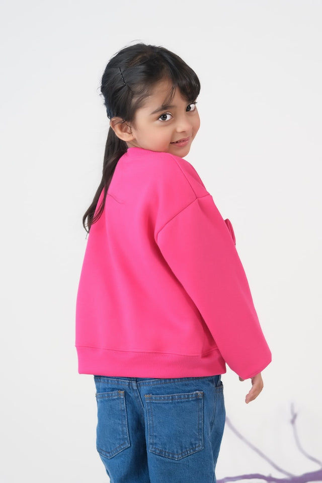 Bow Charm Sweatshirt - Hot Pink